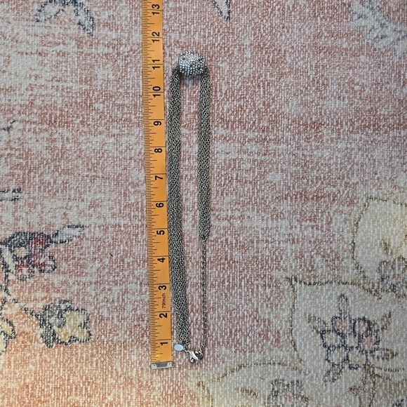 Chico's Silvertone 19-23" Multi-Strand Necklace with Rhinestone Encrusted Barrel - Picture 6 of 6